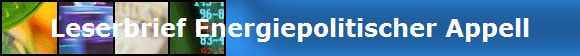 Leserbrief Energiepolitischer Appell