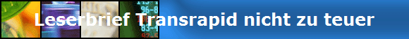 Leserbrief Transrapid nicht zu teuer